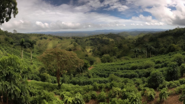 Kaffeeplantagenlandschaft mit Kaffeebäumen Generative KI