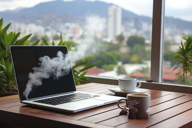 Kaffeetasse am Morgen in der Nähe des Fensters KI-generiert