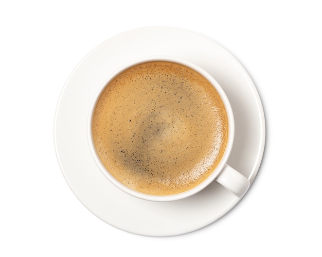 Kaffeetasse Draufsicht lokalisiert auf Weiß