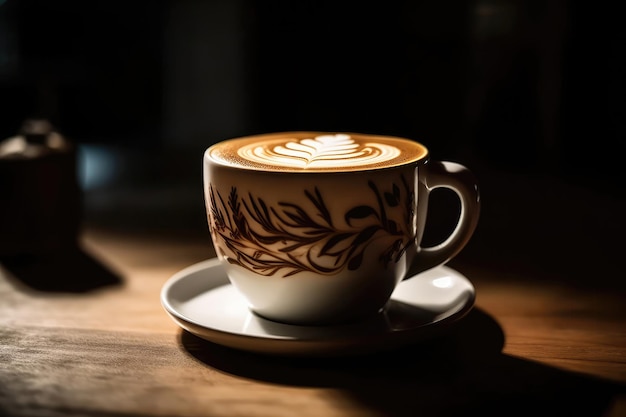 Kaffeetasse mit Latte Art Generative AI