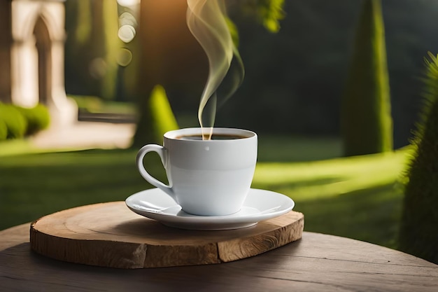 Kaffeetasse-Präsentation in einem luxuriösen französischen Schloss