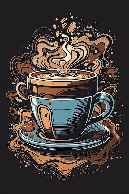 Kaffeetasse-Stil ai Bild für T-Shirt-Design