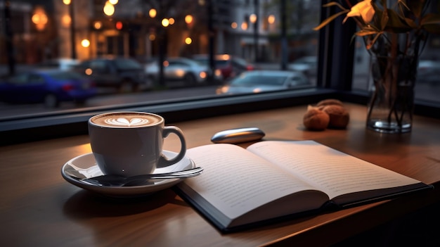 Kaffeetasse und Notizbuch