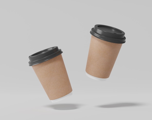 Kaffeetassenmodell aus Kraftpapier mit Deckel Realistische runde Verpackung