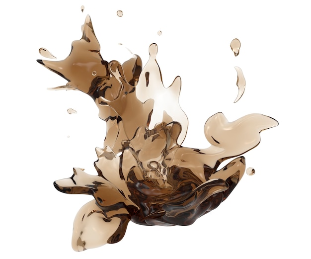 Kaffeewirbel und Spritzer isolierte dunkle flüssige abstrakte Form