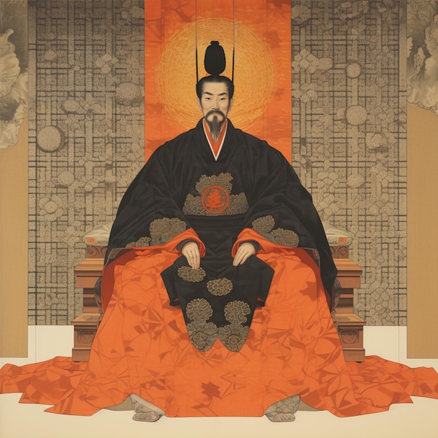 Kaiser Heian-Ära trägt prächtige Kim-Malerei Bild KI-generierte Kunst