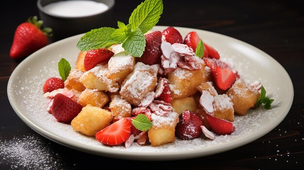 Kaiserschmarren mit Hüttekäse und Erdbeeren