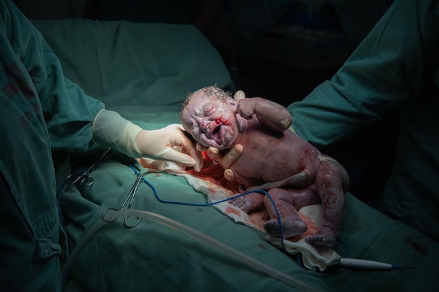 Foto kaiserschnitt-entbindung im krankenhaus