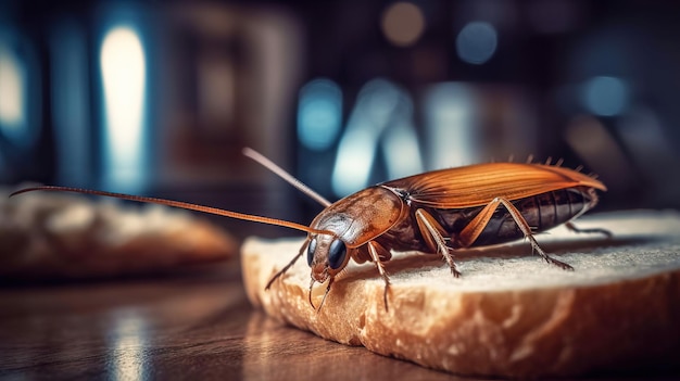 Kakerlake auf Brot in der generativen KI der Küche