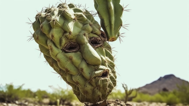 Kaktusgesicht in Form eines menschlichen Körpers Anthropomorpher Kaktus mit Armen und Kopf mexikanische Wüste