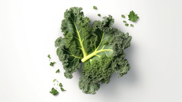 Kale con fondo blanco vista superior creada con tecnología de IA generativa