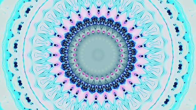 Kaleidoscopio de fondo Mandala diseño cian azul rosa color brillante pintura redonda simétrica resumen