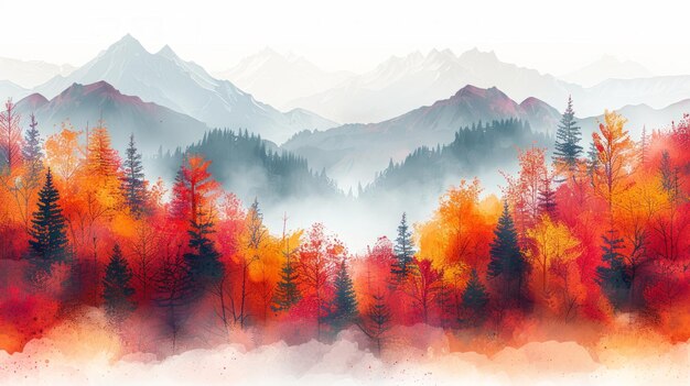 Foto kaleidoscopio de otoño vibrante follaje de otoño en la montaña ilustración de ia generativa