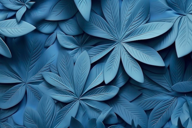 Kaleidoskop aus blauen Papierblättern auf blauem Hintergrund