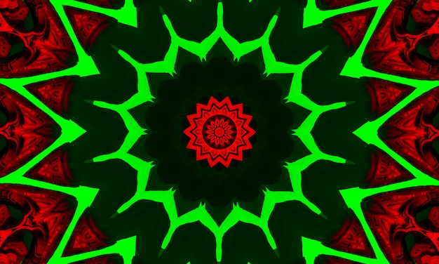 Kaleidoskop in den Weihnachtsfarben Rot und Grün. Frohe Weihnachten 2022-Muster.
