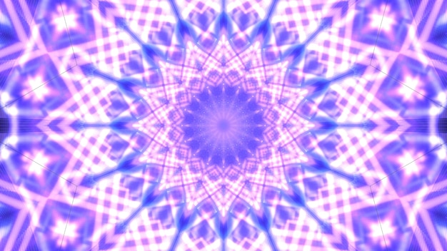 Kaleidoskopische 3D-Illustration von glänzenden violetten Linien, die abstrakte kristallförmige kreative Verzierung bilden