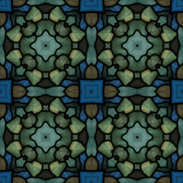 Kaleidoskopische ornamentale nahtlose Textur oder Hintergrund blau und grün