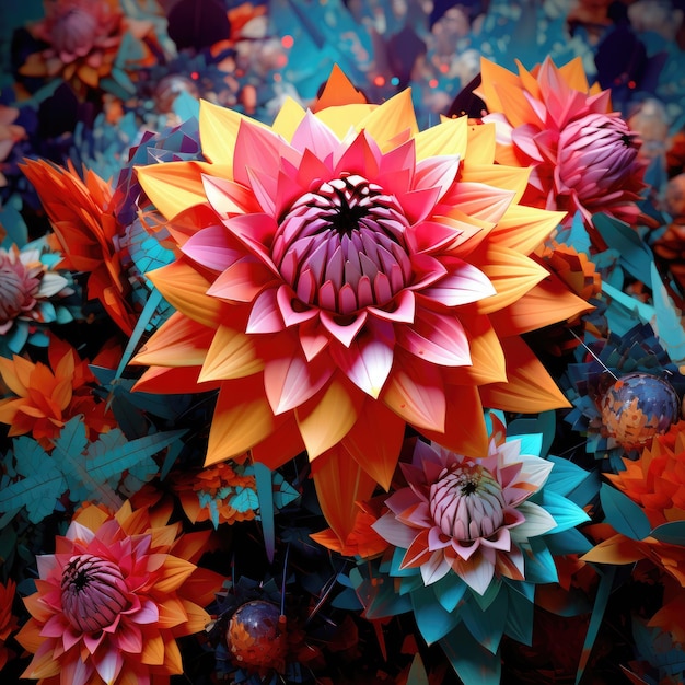 Kaleidoskopischer 3D-geometrischer Garten