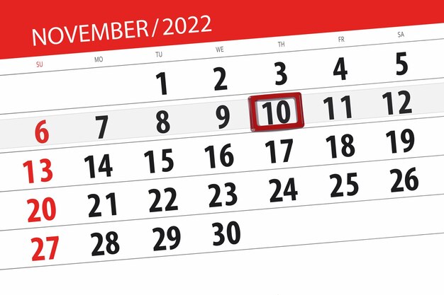 Kalender 2022 Stichtag Monat Seite Organisator Datum November Donnerstag Nummer 10