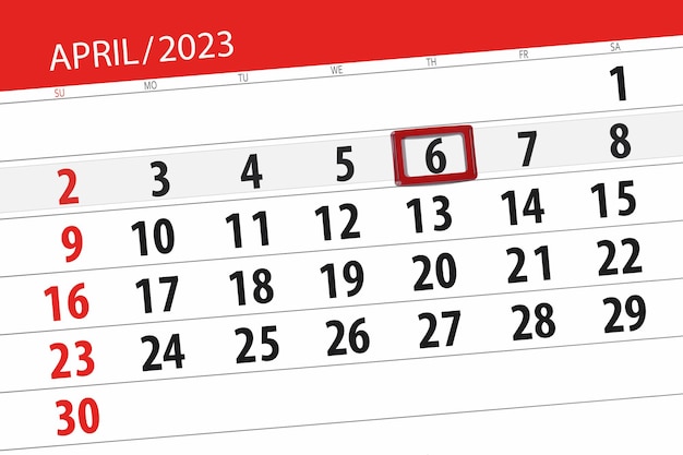 Kalender 2023 Frist Tag Monat Seite Organisator Datum April Donnerstag Nummer 6