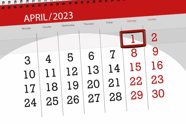 Kalender 2023 Frist Tag Monat Seite Organisator Datum April Samstag Nummer 1