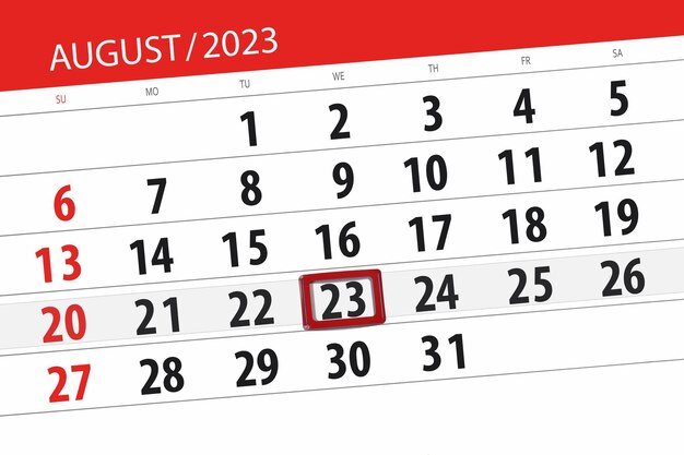 Foto kalender 2023 frist tag monat seite organisator datum august mittwoch nummer 23