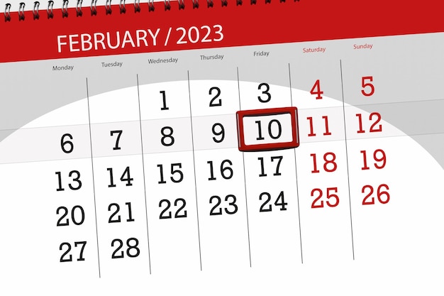 Kalender 2023 Frist Tag Monat Seite Organisator Datum Februar Freitag Nummer 10