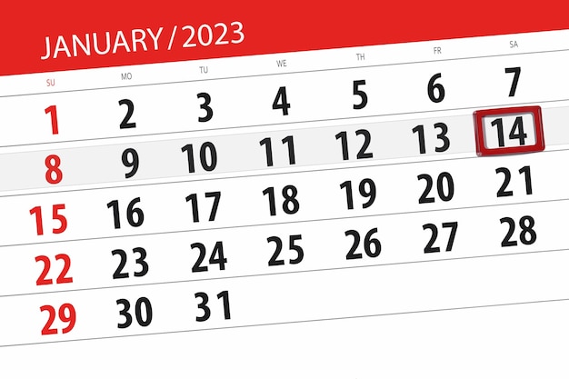 Kalender 2023 Frist Tag Monat Seite Organisator Datum Januar Samstag Nummer 14