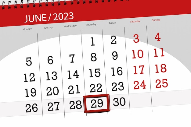 Kalender 2023 Frist Tag Monat Seite Organisator Datum Juni Donnerstag Nummer 29