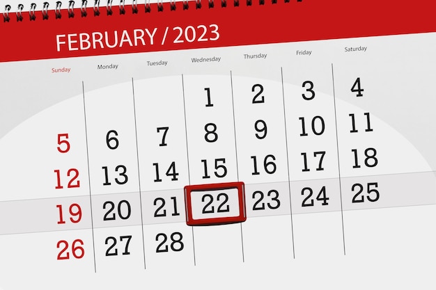 Kalender 2023 Stichtag Monat Seite Organisator Datum Februar Mittwoch Nummer 22