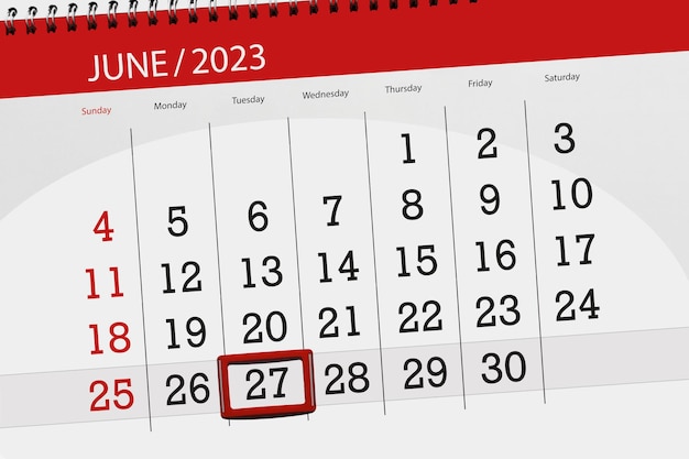Kalender 2023 Stichtag Monat Seite Organisator Datum Juni Dienstag Zahl 27