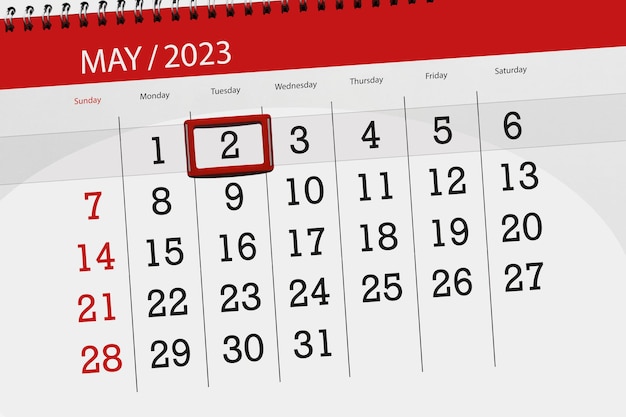 Kalender 2023 Stichtag Monat Seite Organisator Datum Mai Dienstag Nummer 2