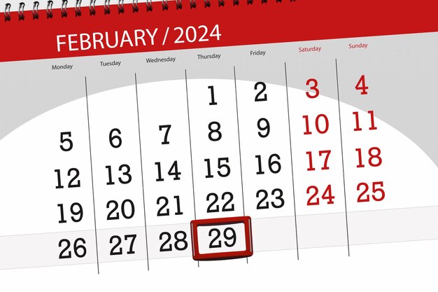 Kalender 2024 Frist Tag Monat Seite Organisator Datum Februar Donnerstag Nummer 29