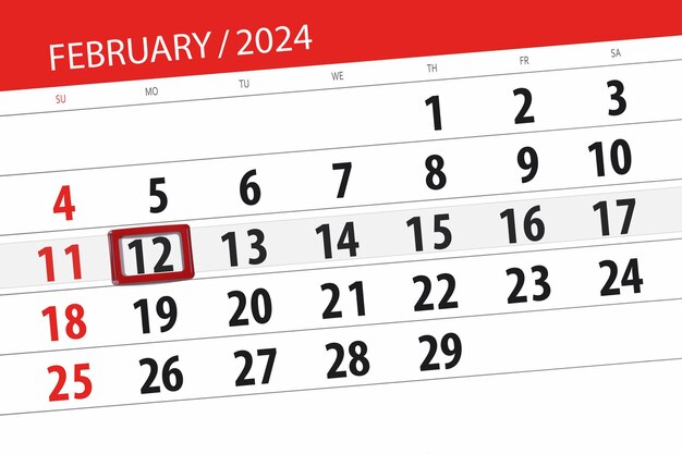 Kalender 2024 Frist Tag Monat Seite Organisator Datum Februar Montag Nummer 12