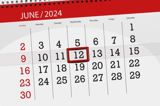 Kalender 2024 Frist Tag Monat Seite Organisator Datum Juni Mittwoch Nummer 12