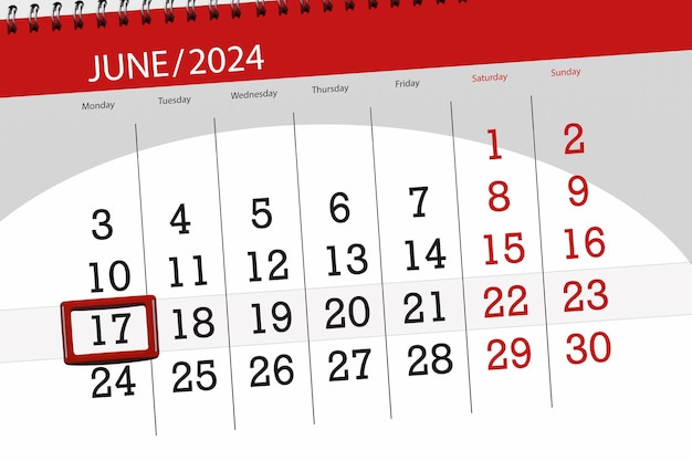 Kalender 2024 Frist Tag Monat Seite Organisator Datum Juni Montag Nummer 17
