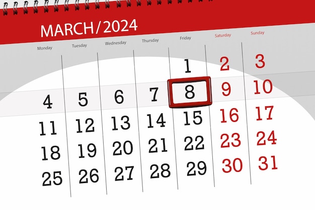 Kalender 2024 Frist Tag Monat Seite Organisator Datum März Freitag Nummer 8