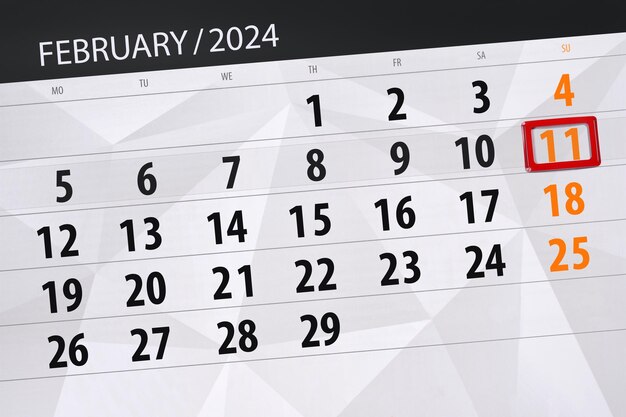 Kalender 2024 Frist Tag Monat Seite Veranstalter Datum Februar Sonntag Nummer 11