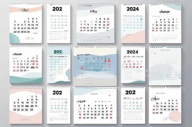 Foto kalender 2024 mit einfachem und modernem design die woche beginnt am montag einfacher kalender