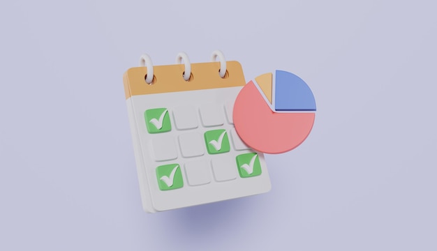 Kalender mit Kreisdiagramm Zeitmanagementkonzept Zeitplan Organisation Lebensdauerplanung