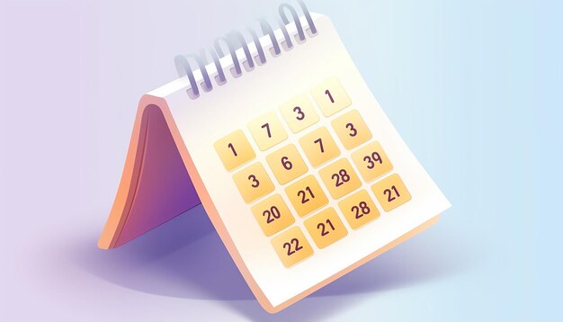 Foto kalender-symbol helle pastellfarbe ui-design isometrischer weißer hintergrund
