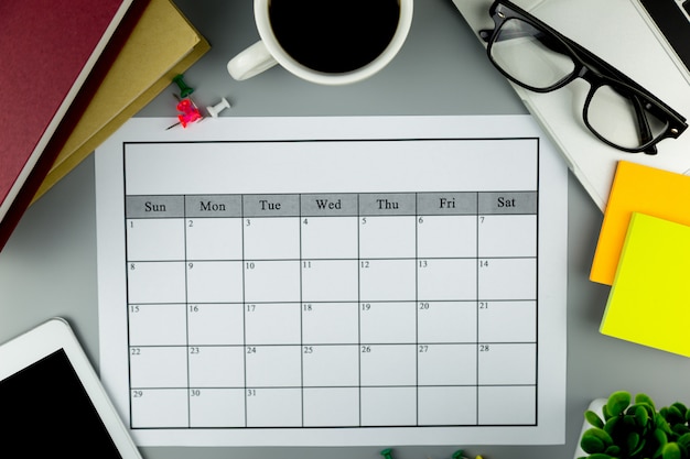Kalenderplan Monatlich Geschäfte oder Aktivitäten tätigen.