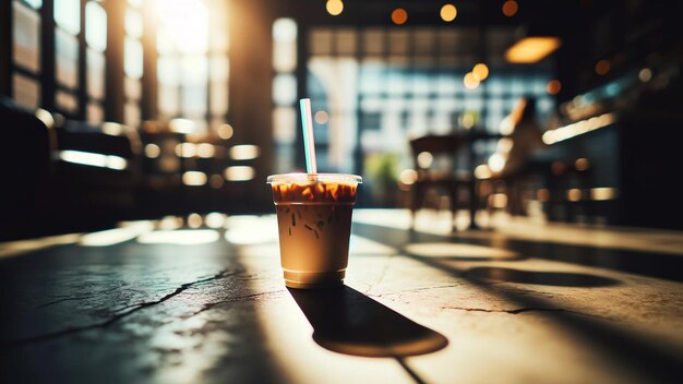 Kalte Kaffeemilch kondensiert auf einem klaren Plastikbecher-Kaffee-Hintergrund