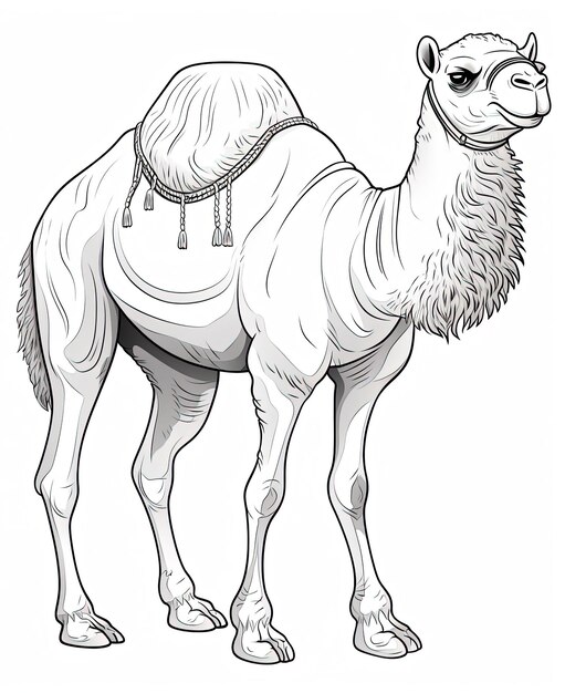 Kamel-Vektorzeichnung Malvorlage Isoliert für Kinder