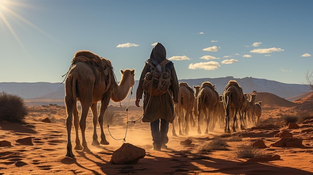 Kamelkarawane in der Sahara-Wüste