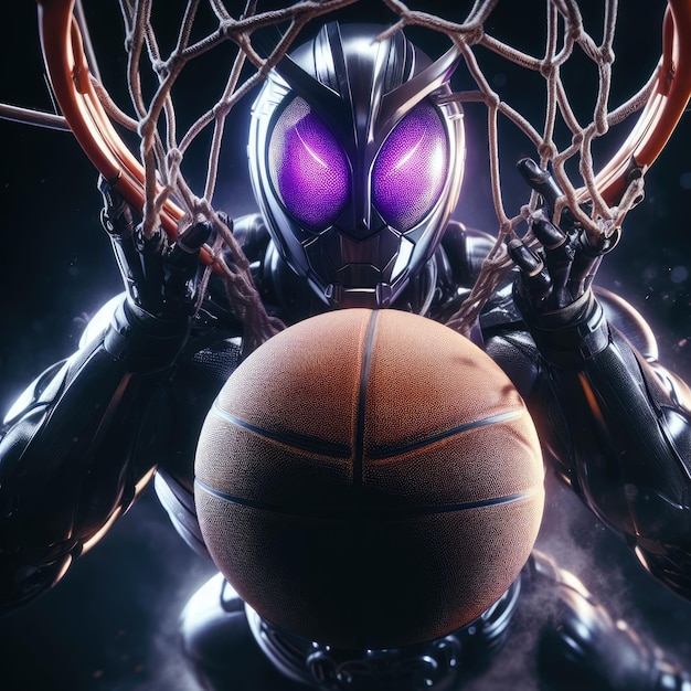 Kamen Rider jogando basquete e fazendo Grand Slam dunk