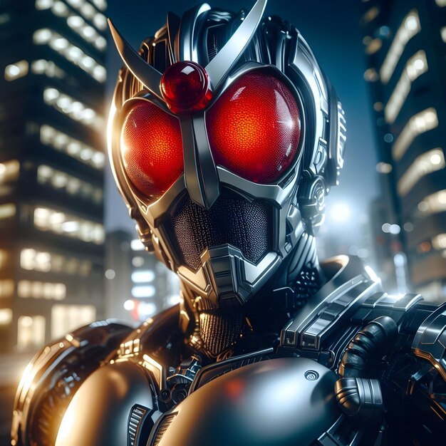 Kamen Rider X um super-herói japonês clássico com um terno de exoesqueleto tecnologicamente avançado