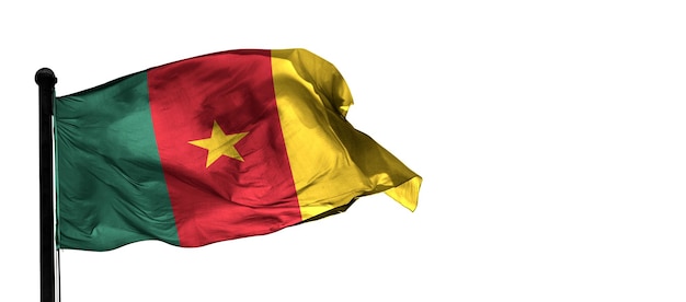Kamerun Land 3D Wind weht Flagge und weißen Hintergrund