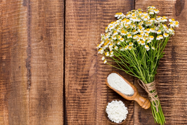 Kamille Aromatherapie Thema, handgemachte Kosmetik. Platz für textessentielle und medizinische Blumenkräuter