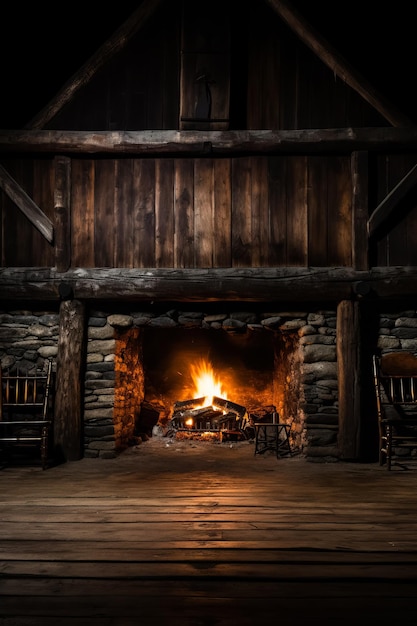 Kamin in einem Holzhaus